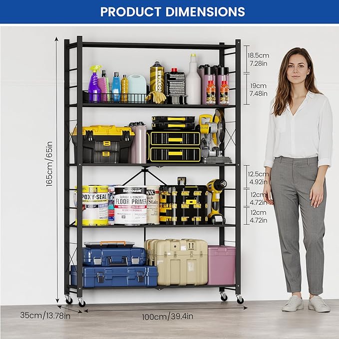 ALANNG 40" W Foldable 5-Tier Storage Shelves - Image 2