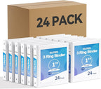 SUNEE White Binders 1 Inch 24 Pack Bulk by SUNEE