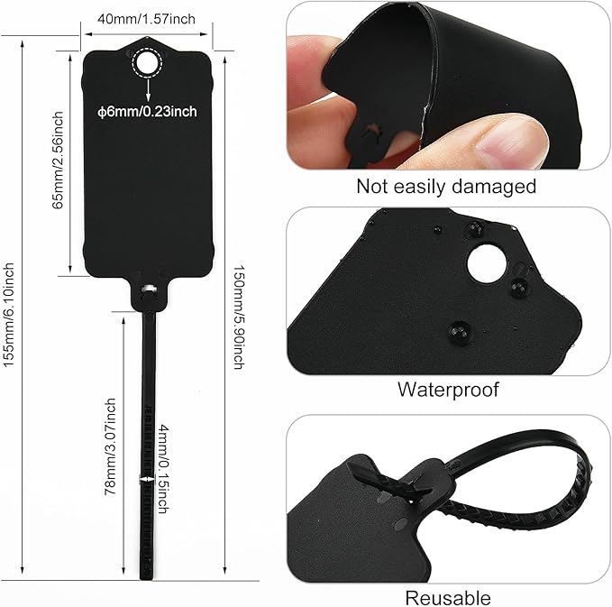 100pcs Blank Plastic Tags for Labeling Reusable Hanging Tags Ties Key Tag - Image 3