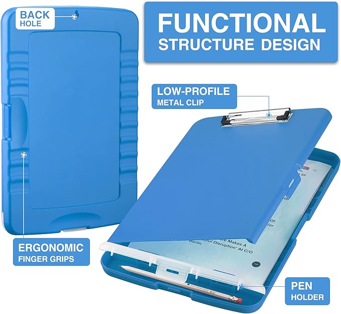 Sooez Clipboard with Storage, High Capacity Nursing Clip Board 8.5 x 11 with - Image 2