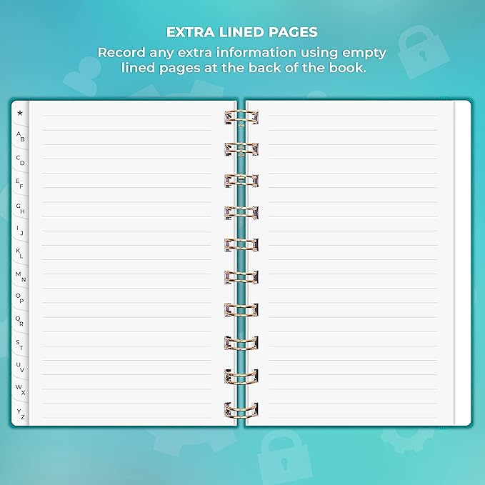 Clever Fox Password Book Spiral – Mini Internet Address & Password Organizer - Image 6