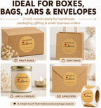 500 Kraft 2 Inch Round Canning Labels | Sticker, Homemade with Love, Round Labels for Jars, Mason Jar, Bakery Stickers, Candle, Small Business Packaging