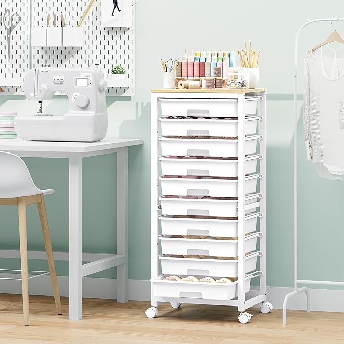 SYKIARIOL Rolling Cart with Drawers, 10 Drawer Rolling Cart, Rolling storage - Image 5