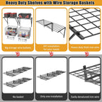 threehio 2 pack garage shelves wall mounted with, front angle view