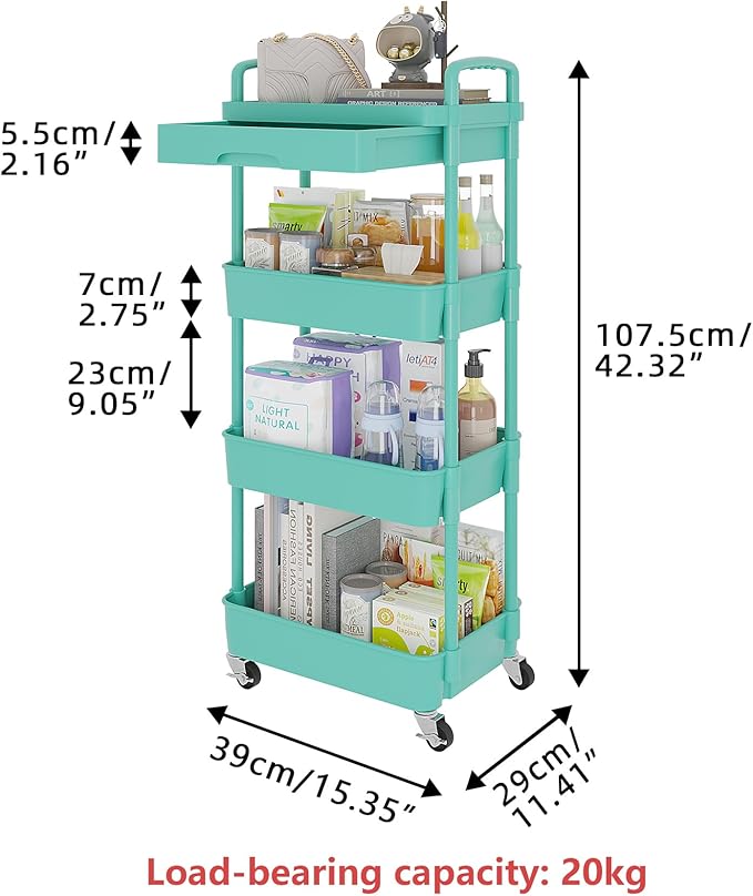 Calmootey 4-Tier Rolling Utility Cart - Image 5
