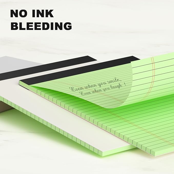 AILZFEI Green Legal Pad Note Pads 8.5 x 11 inch, Wide Ruled Clear Print Writing - Image 4