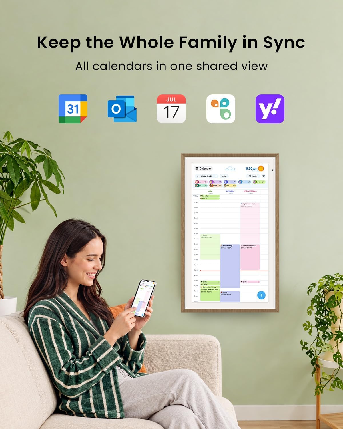 Apolosign 21.5-inch Digital Calendar, No-Subscription, Smart Wall Planner wit...