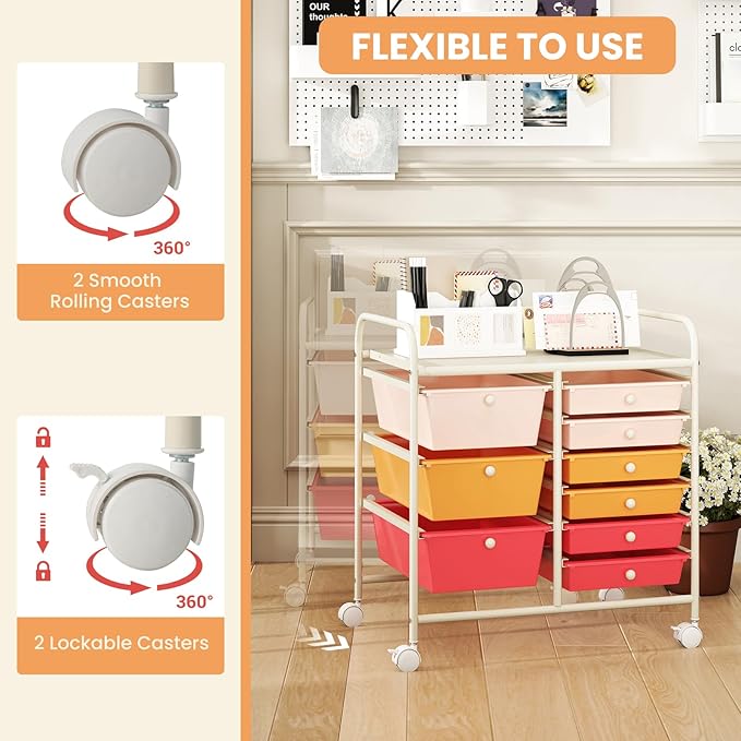 GOFLAME 9-Drawer Rolling Storage Cart, Mobile Utility Cart - Image 6