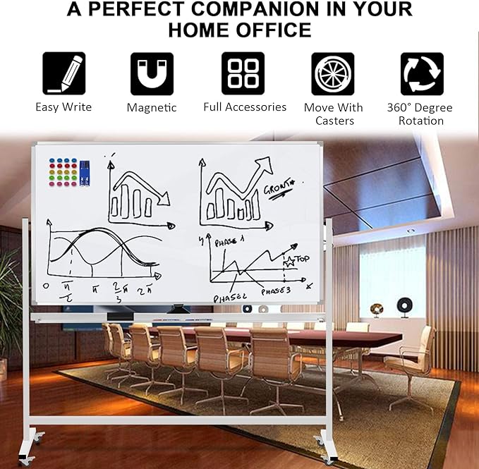 Max-officoo Mobile Whiteboard 72"x40" Magnetic Dry Erase White Boards on Wheels - Image 7