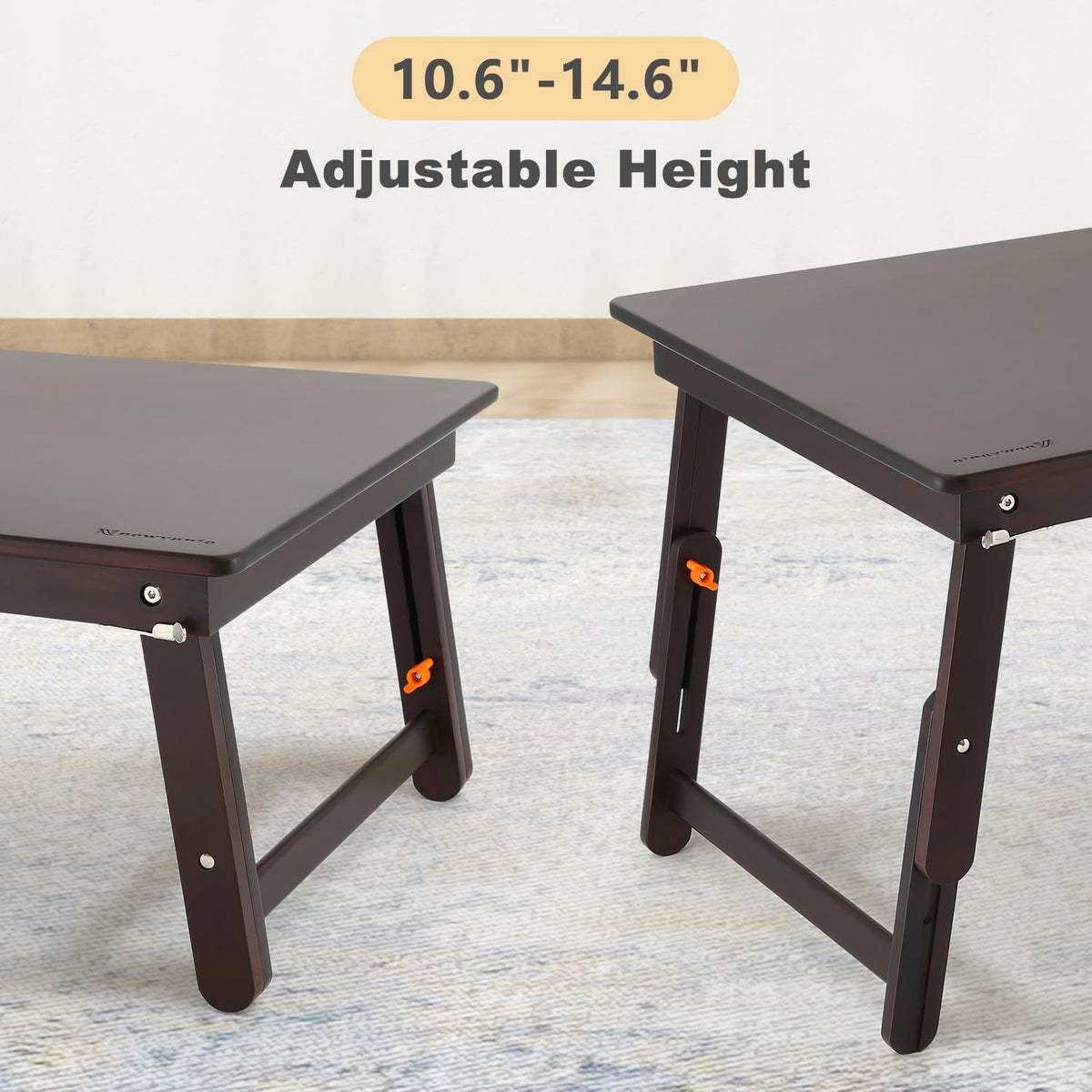 Nnewvante Foldable Laptop Desk, 25.6 Inch Bed Tray Table, Black Walnut