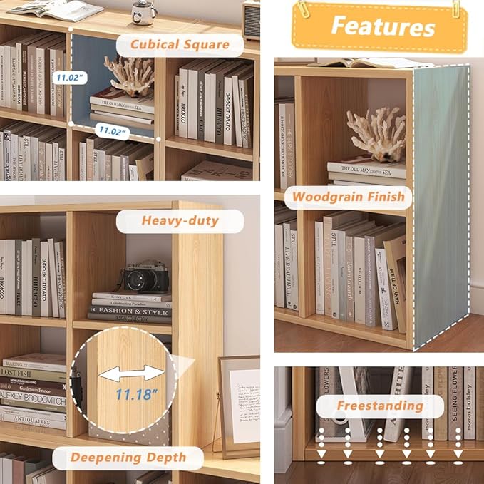 NELYE 8 Cube Organizer Bookcase - Image 3