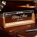 Custom Office Name Plate, Personalized Light Up Desk Sign by Semyifu