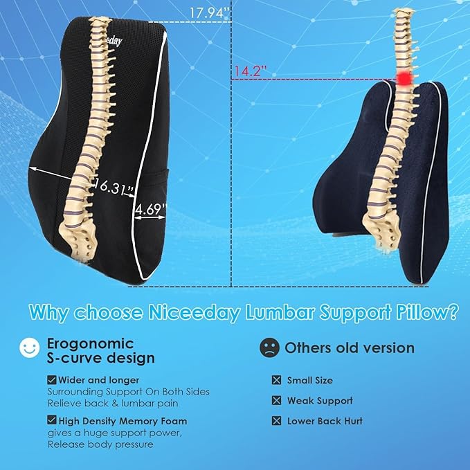 Niceeday Lumbar Support Pillow for Office Chair Car Back Support Pillow - Image 6