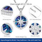 Compass Necklace for Women Men 925 Sterling Silver Pendant Urn Necklaces for - Image 3