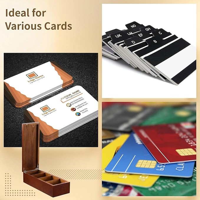 Wooden Business Card Holder, 4-Compartment Card Storage Box, Business Card - Image 6