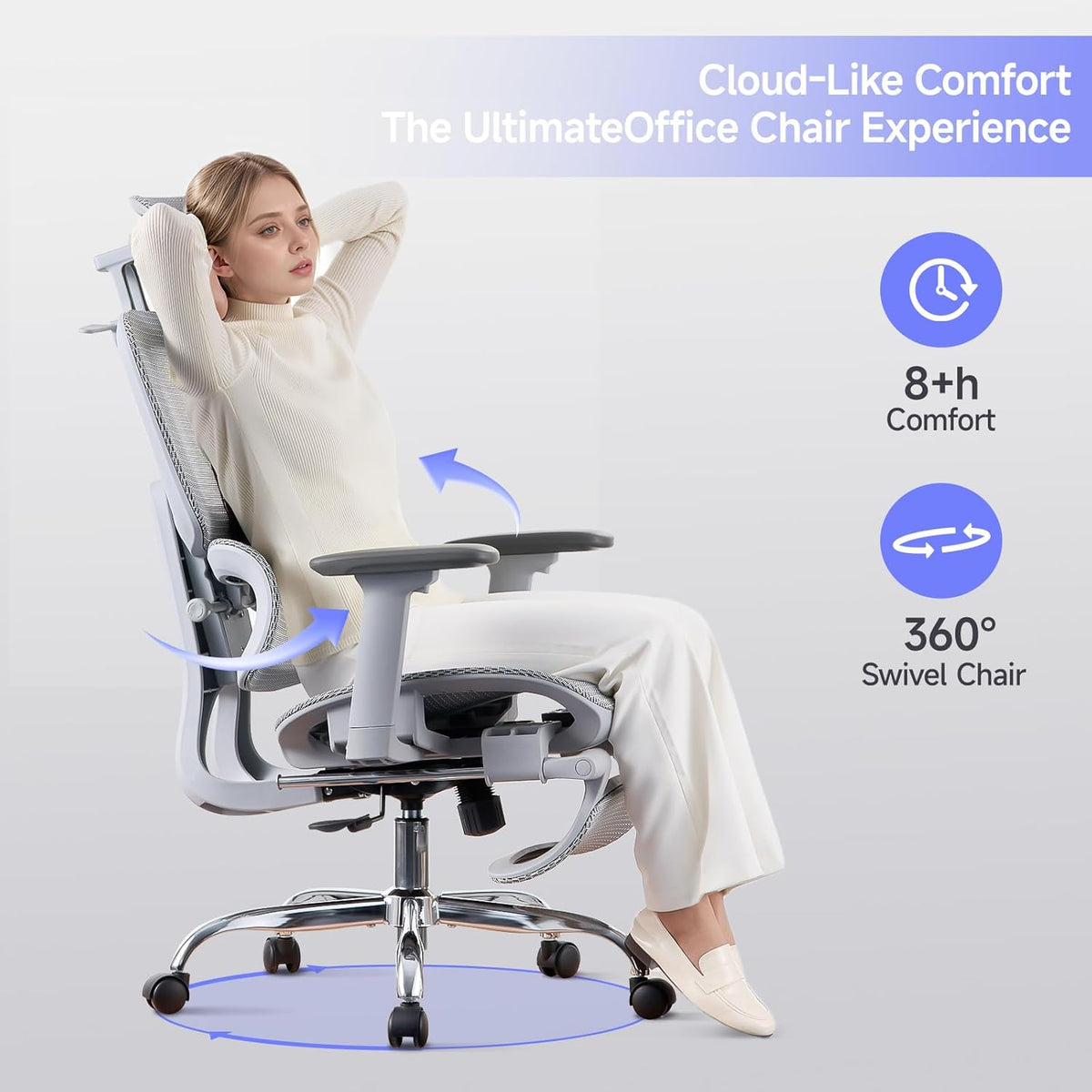 Office Chair with Footrest, Ergonomic Chair with 3D Headrest, Computer Chair ...