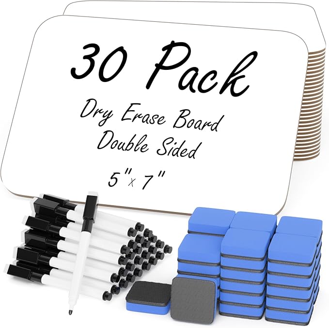 30 Pack Small White Board Dry Erase 5x7 Inch Mini Whiteboard Small Dry Erase by Unknown