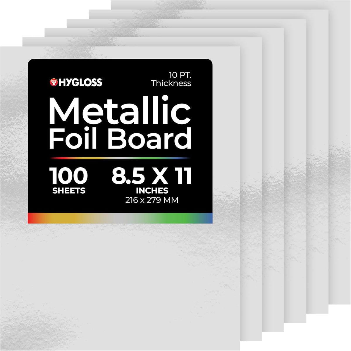Hygloss Metallic Cardstock Sheets – 100 Shiny Silver Sheets, 8.5” x 11”