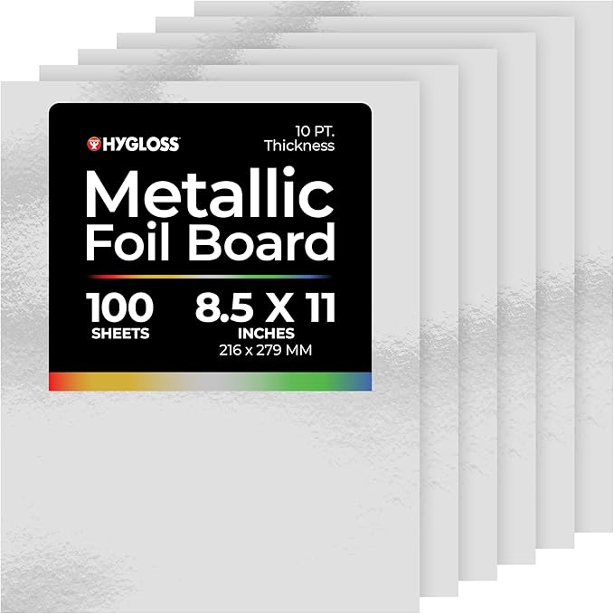 Hygloss Metallic Cardstock Sheets – 100 Shiny Silver Sheets, 8.5” x 11” by HyglossProductsInc