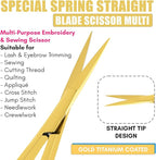 Cross Edge Spring Scissors 5 Inch straight Stainless-Steel Precision Eyebrow & - Image 3
