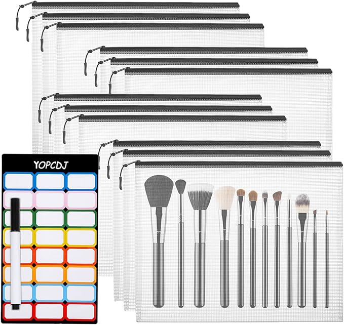 YOPCDJ 12pcs Mesh Zipper Pouch Bags, A5 Storage Bag by YOPCDJ
