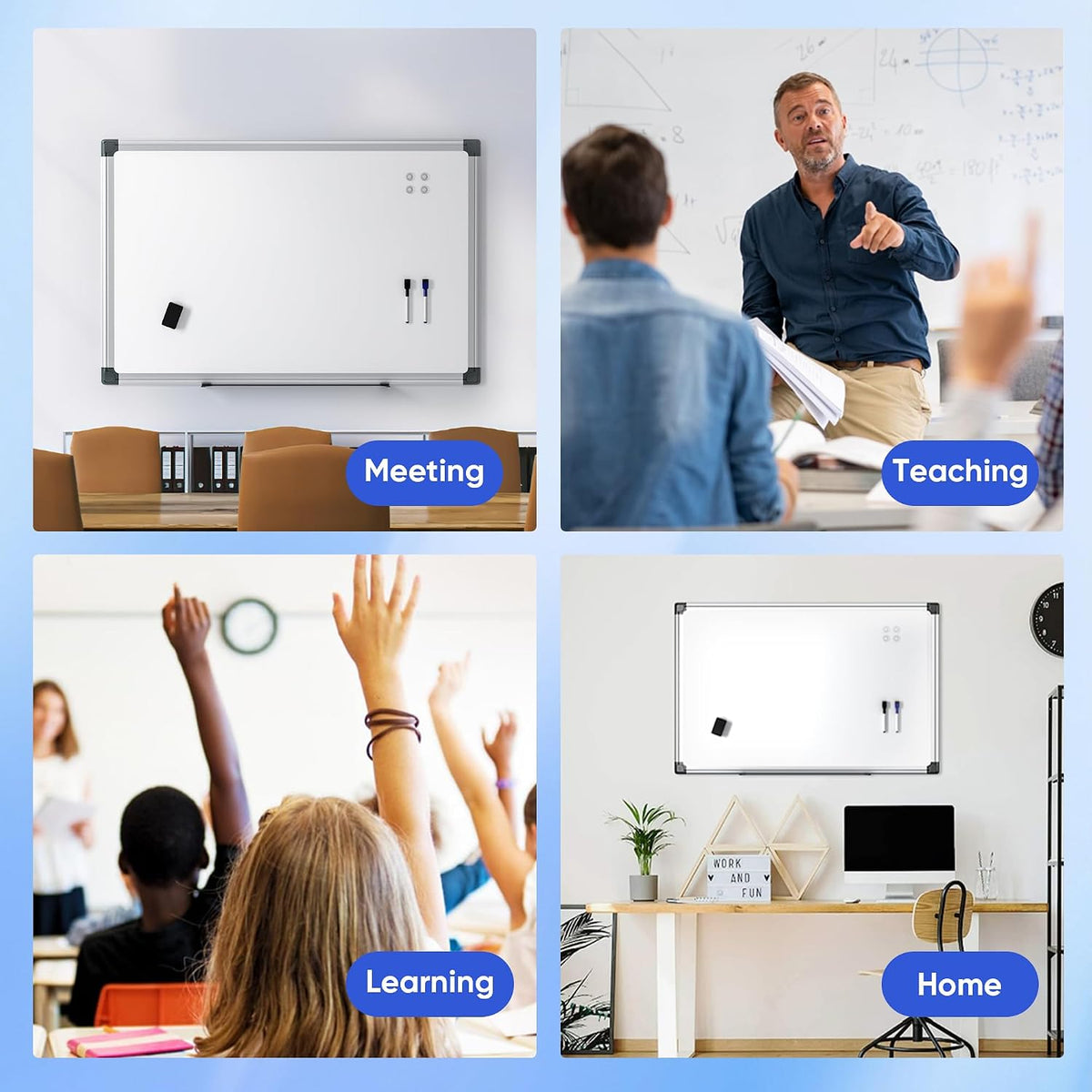VUSIGN Magnetic White Board Hanging 36" x 24" for Wall, Dry Erase B...