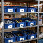 heavy duty part bins, stackable tool storage bin on a desk or shelf