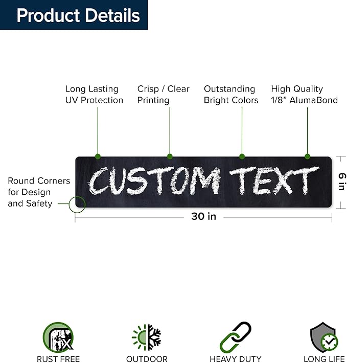Custom Sign, Custom Street Sign, 11 Font Colors, 13 Font Styles, 4 Hole Options - Image 6