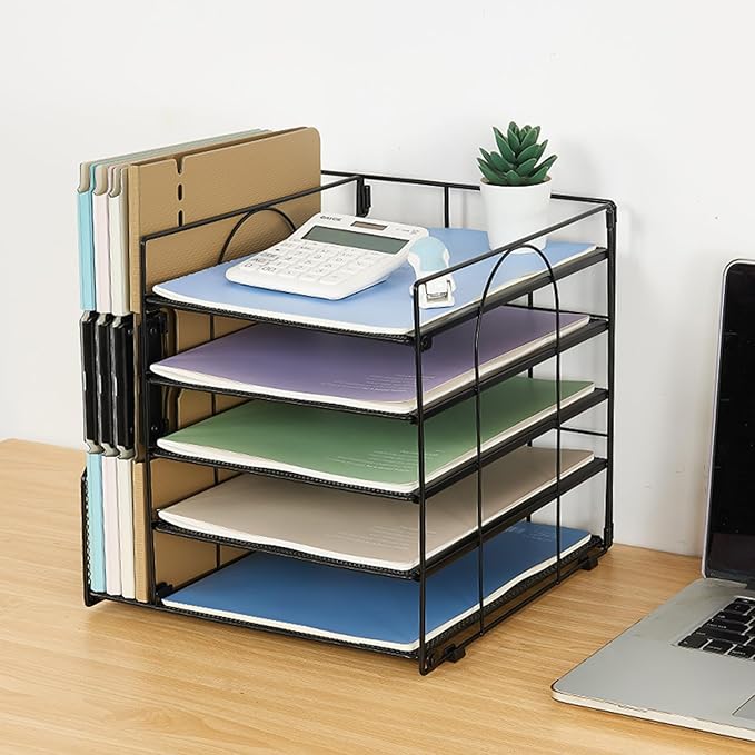 LEKETREE Desk Organizers and Accessories, 5-Tier Paper Letter Tray Organizer - Image 7