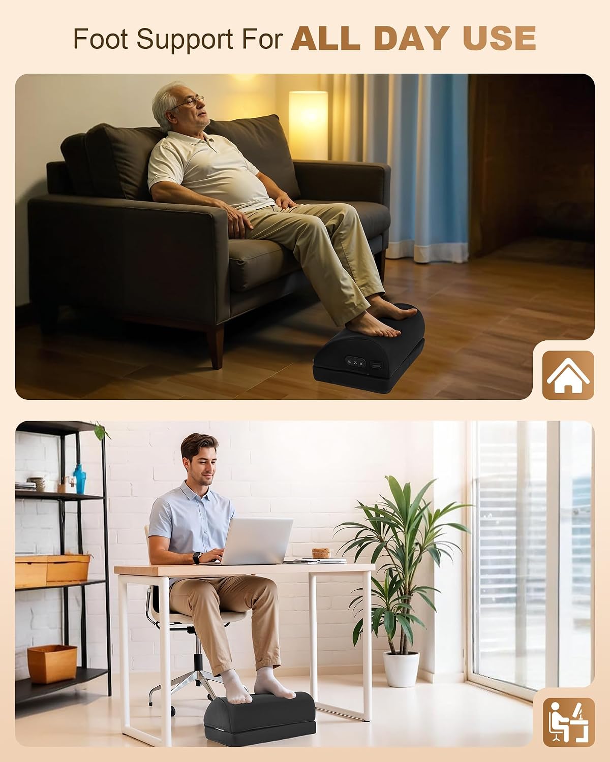 Beleduc Heated Foot Rest Under Desk at Work,Ergonomic Under Desk Foot Stool