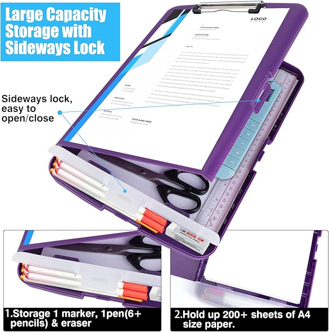 Purple Clipboard with Storage, TFDLCG zm Clip Boards with Storage Compartments - Image 3