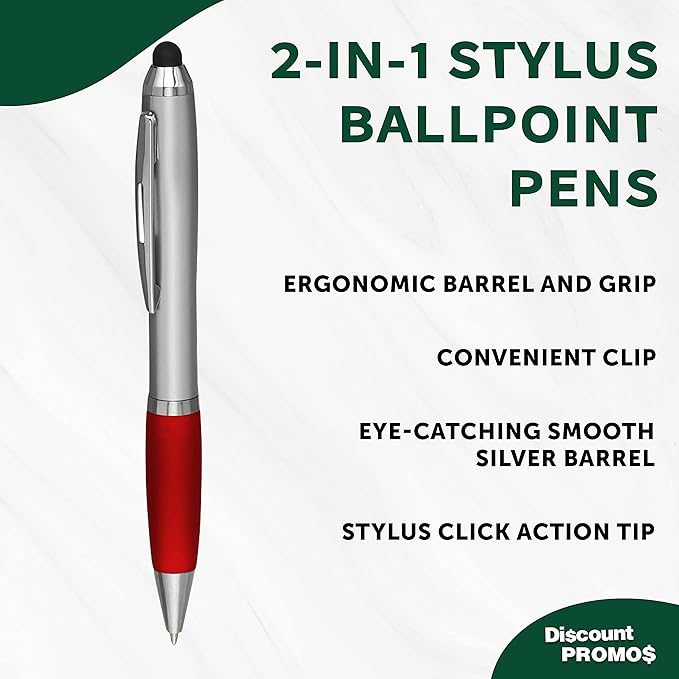 DISCOUNT PROMOS Stylus Ballpoint Pens Set of 10, Bulk Pack - Image 3
