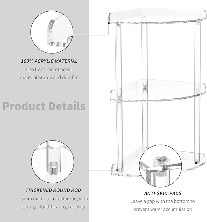 Sezanrpt 3 Tier Countertop Corner Organizer Shelf 7x7x15.7 Inch, Countertop - Image 5