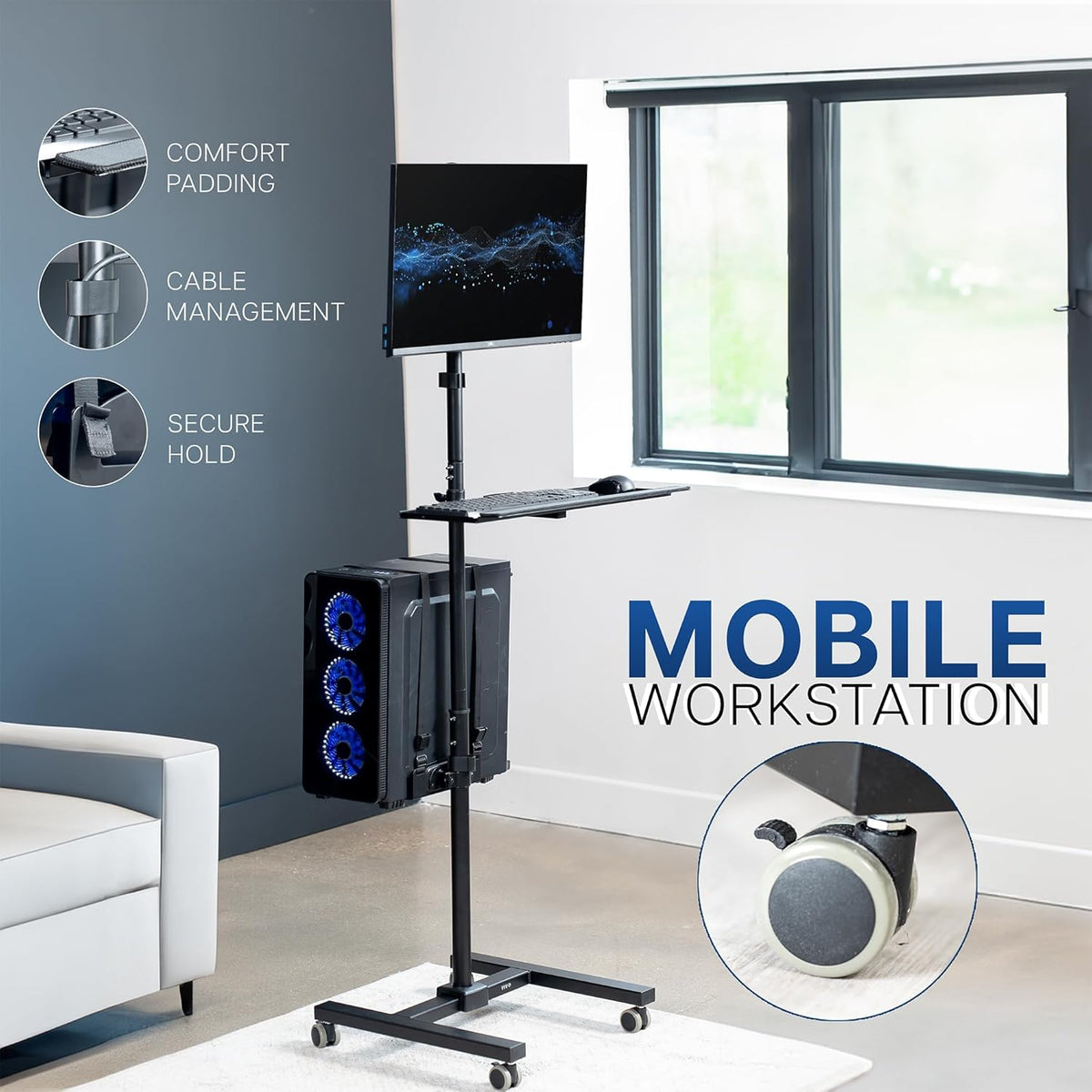 VIVO Mobile Computer Cart with Monitor Mount
