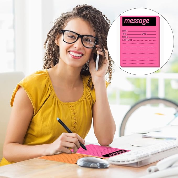 Geyee 9 Pieces Telephone Message Sticky Notes Pads 4 x 5 Inch Assorted Neon - Image 5