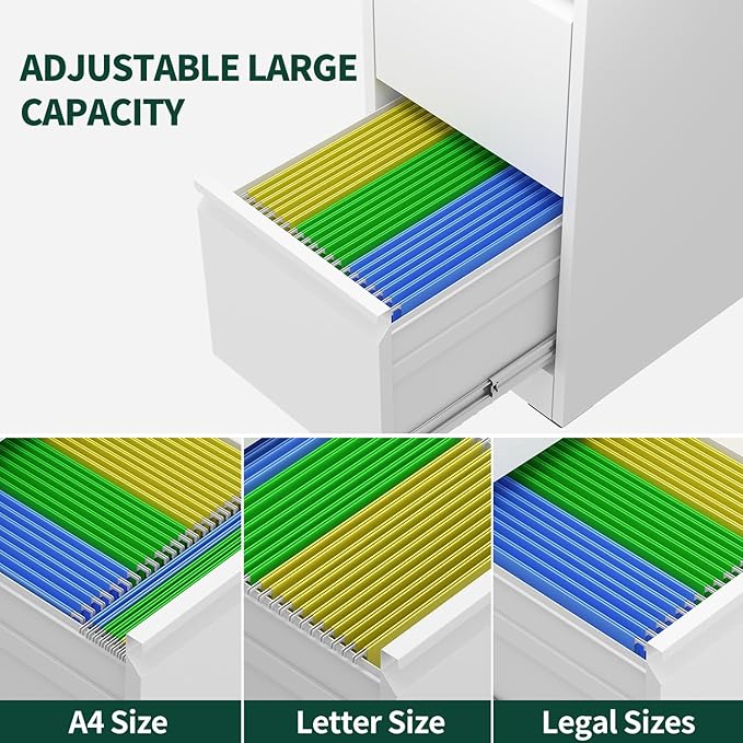 Yukimo 2 Drawer File Cabinet for Home Office, Vertical File Cabinet - Image 5