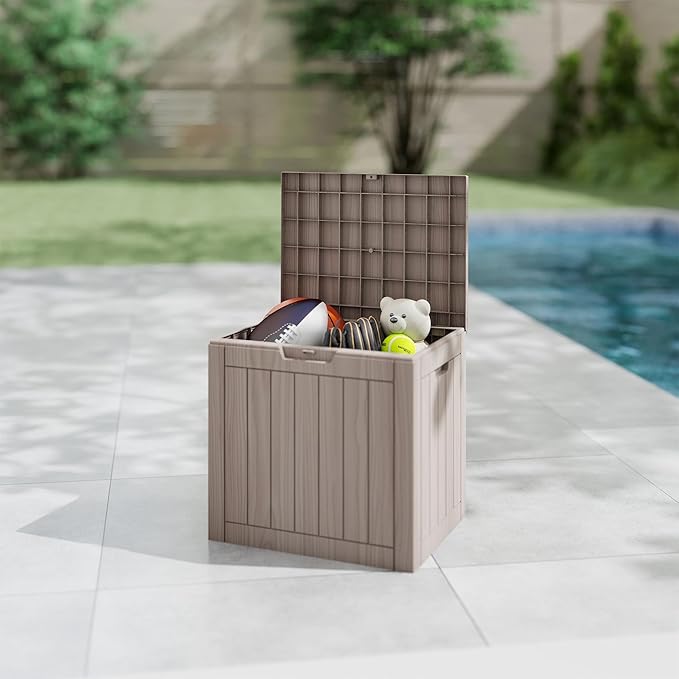 Yardgrace 35 Gallon Small Waterproof Outdoor Storage Box, Resin Deck Box - Image 5