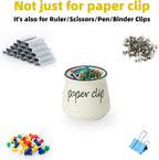 Farmhouse Ceramic Paper Clip Holders (Beige) | Ceramic, farmhouse, paper clips, binder clips, push pins, organizer, desk, cute, 12oz, durable, easy-clean, compact, non-slip
