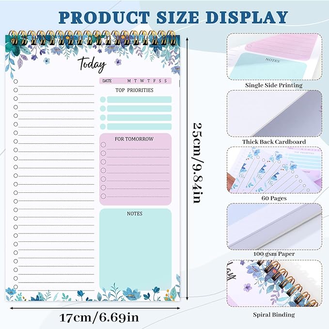 Thboxes 60 Pages To Do List Notepad, 6.7” X 9.8” To Do List Notebook Tear Off - Image 3
