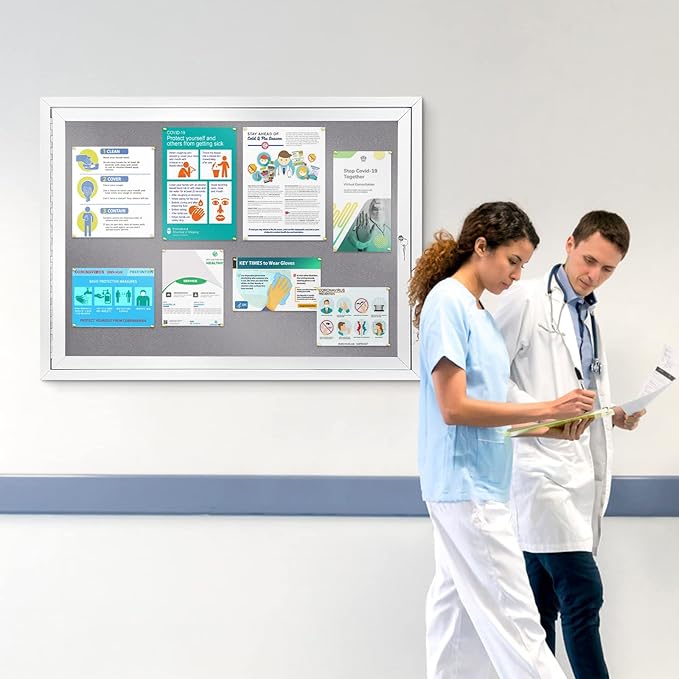 SWANCROWN Enclosed Bulletin Board Grey Felt Displays Boards Weather Resistant - Image 6