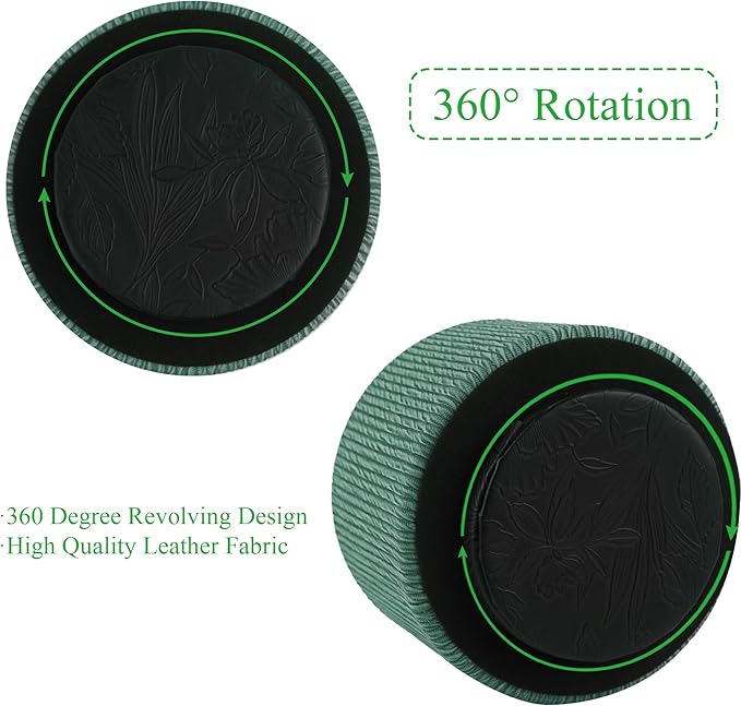Hennaja Round Leather Art Supply Organizer, Remote Control Holder, 360 Degree - Image 4