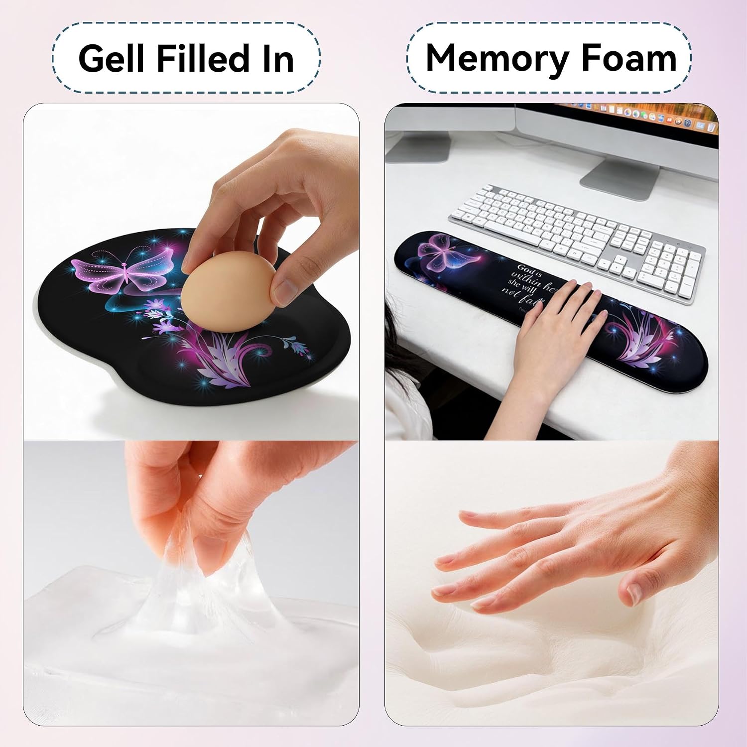 Desk Mat Set Keyboard and Mouse Pad with Wrist Rest Support | Ergonomic,Pain Relief, 4-in-1 Large Big Mousepad Computer Mats,Desk Pad Matt Mats for Desktop Home & Office