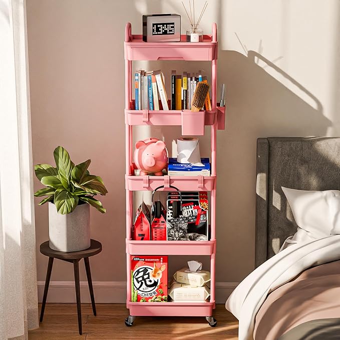 Sorgion 5 Tier Rolling Cart Organizer, Bathroom Cart Organizers - Image 2