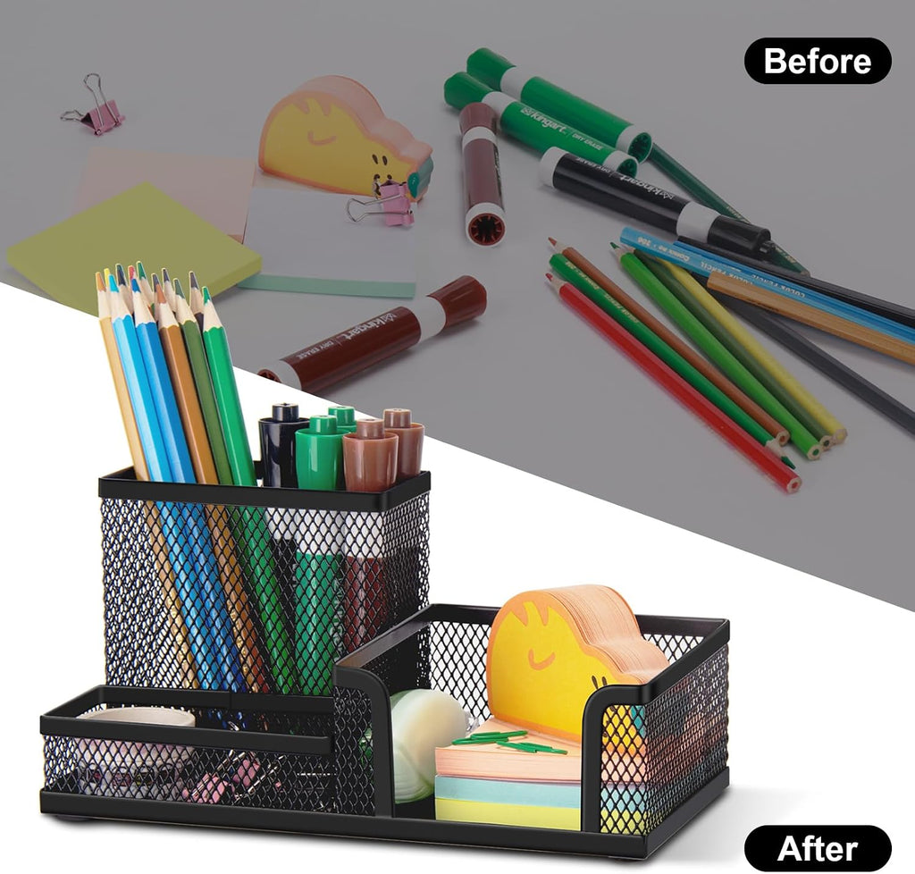 comix 6 packs mesh pen holder, desk organizer on a desk or shelf