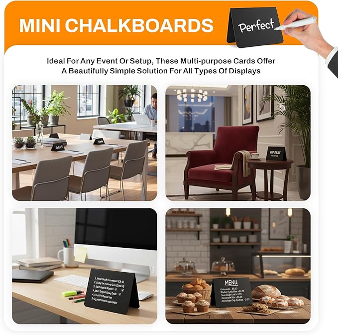 20 Pack Mini chalkboard signs for food, 4”x3” Small Reusable Chalk Board Signs - Image 7
