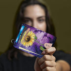 BWEGRHE Small Travel Wallets, Sunflower Yellow Purple Galaxy Slim Minimalist - Image 6