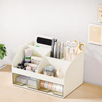 Desk Organizer with 6 Compartments and 2 Drawers, Plastic Makeup Organizer - Image 6