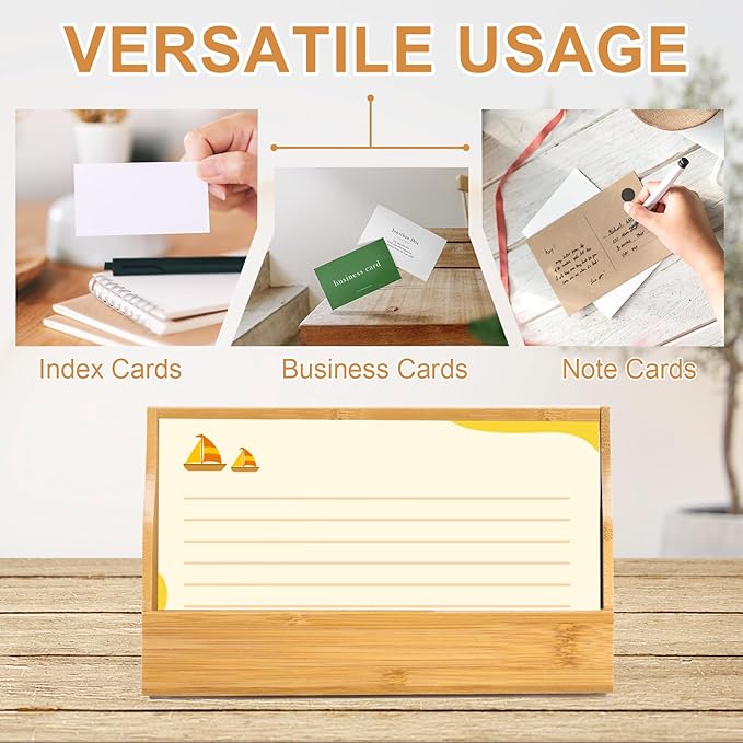 5x8 Inch Index Card Stand Wooden Index Cards Holder Notecard Box Postcard - Image 4