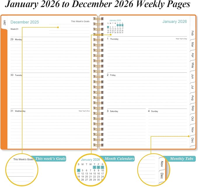 2026 Planner - Planner 2026 from January 2026 - December 2026, Weekly & Monthly - Image 3