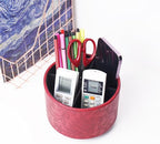 Hennaja Round Leather Art Supply Organizer, Remote Control Holder, 360 Degree - Image 6